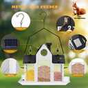 Solar Bird Feeders House for Outdoors Hanging, 7LBS Large Capacity Metal Wild Bird Feeder Squirrel Proof for Outside with Water Cup, Cardinal Birdfeeder Birdhouses Gift for Bird Lovers (White)