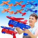 LJZJ 6 Pack Airplane Launcher Toys, 2 Flight Modes LED Foam Glider Catapult Plane, Outdoor Flying Toy for Kids, Birthday Gifts for Boy Girl 4 5 6 7 8 9 10 11 12 Year Old, B-Day Party Supplies