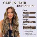 NAYOO Clip in Hair Extensions for Women 20 Inch Long Wavy Curly Medium Brown Ash Blonde Hairpieces Full Head Synthetic Hair Hairpieces (6PCS, Medium Brown Ash Blonde)