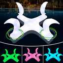 Tepoal Inflatable Pool Ring Toss Games Toys with Colorful Lights, Floating Solar Powered Moon Swimming Pool Toys with 6 Pcs Rings, Toddler Pool Floats Water Game for Kids Adults Summer Pool Party