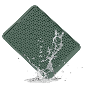 ZLR Silicone Dish Drying Mat for Kitchen Countertop, Eco-Friendly, Quick Drying, Easy to Clean, Multi-Purpose, Heat Resistant Trivet (Green)