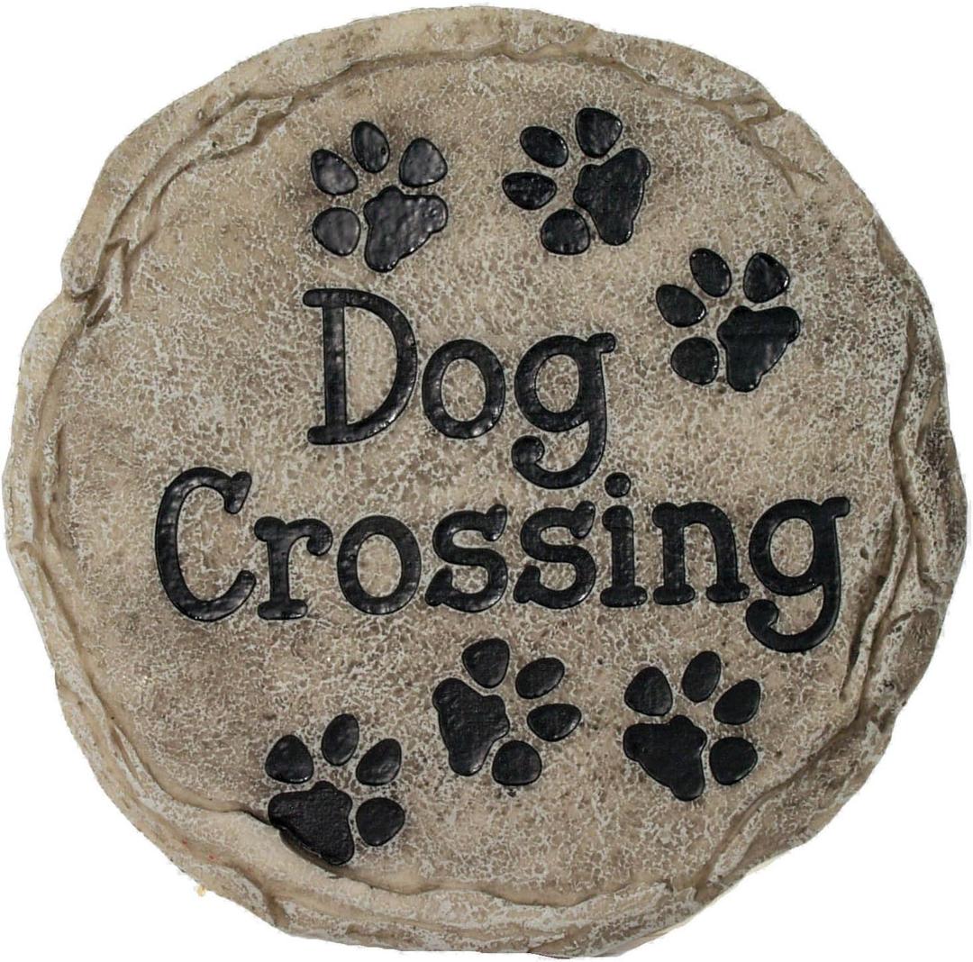 Spoontiques - Garden Dcor - Dog Crossing Stepping Stone - Decorative Stone for Garden