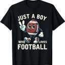 Just a Boy Who Loves Football Boys T-Shirt (Gray, S)
