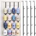 SWTYMIKI Over Door Hat Rack - 4 Packs Metal Hanging Hat Organizer with 16 Hooks Design, Baseball Cap Hanger Organizer Storage Holds up to 80 Caps for Door, Bedroom, Closet (black)