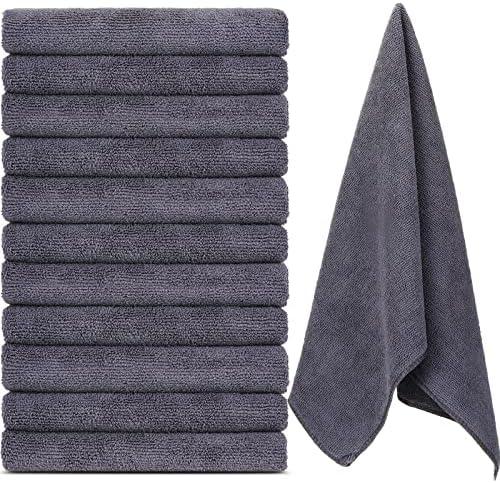 Handepo 10Pcs Microfiber Workout Gym Towels, 360 GSM 12 x 30 Inch Gentle and Fast Drying Absorbent Towels for Men Women Yoga Travel Sports(Gray)