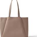 Work Tote Bags for Women 15.6 Inch - Laptop Tote Bag with Zip Compartments - Large PU Leather Office Purse Computer Briefcase (Nude)