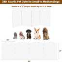 Modern Frame Clear Acrylic Freestanding Pet Gate - 24" High Extra-Wide Folding 4-Panel Dog Barrier for Doorways, Stairs & Large Openings, Indoor Fence for Dogs, Puppies & Cats