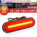 FXC 2PCS Smoked Lens 5" Oval Red LED Stop Brake Tail Lights Surface Mount Waterproof Sequential Flow Turn Signals Trailer Lights for RV Truck Jeep ATV Motorcycle 12V-24V