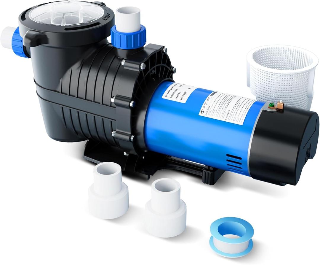 FOTING In/Above Ground Pool Pump, Self Primming (Dual Speed, 2HP, 3170/7000GPH, 230V) 1.5" & 2" NPT Inlet Connectors FOTING In/Above Ground Pool Pump, Self Primming (Dual Speed, 2HP, 3170/7000GPH, 230V) 1.5" & 2" NPT Inlet Connectors