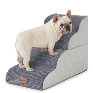 ZOMISIA Dog Stairs Ramp for Bed 19.7" H  Pet Stairs Steps for Small to Medium Dogs to Get on Bed and Couch, 35D Foam with NonSlip Bottom Beige, 4 Steps