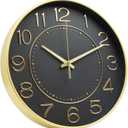 HZDHCLH 12inch Wall Clocks Battery Operated, Quartz Movement, Silent Non Ticking Modern Wall Clock for Living Room Bedroom Kitchen Office School Classroom Decor Black Gold