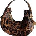 Milumia Women's Leopard Print Hobo Leather Clutch Purse Top Handle Mini Handbags (Brown)