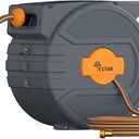 Retractable Garden Hose Reel 1/2 in x82 ft, Garden Water Hose Reel with 7- Function Sprayer Nozzle, Any Length Lock/Automatic Slow Return System,180° Swivel Bracket