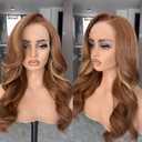 BLL Honey Blonde Lace Front Wig, 13X6 Body Wave Brown and Blonde Glueless Lace Front Wig Pre Plucked Blonde Highlights Ombre Natural Hairline Free Part Wigs For Black Women