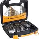 Amazon Basics Drill & Driver Multi Bit Set, Alloy Steel Drill Bits for Metal, Wood, Plastic, Masonry, with Storage Case, 100-Piece
