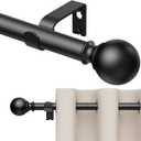Curtain Rods 92 Inch for Window 84 Inch, Adjustable Length Heavy Duty Decorative Finials Diameter 7/8 inch Black, 18-92 inch (win 84 inch)