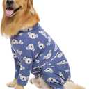 Cotton Medium Large Dog Onesie Surgery Recovery Suit for Medium Large Bodysuit Dogs Pajamas Pjs,Full Covered Dog Recovery Suit After Surgery,Long Sleeved with Zipper On Back (34(Chest 35.04'',Back Length 23.23''), Blue)