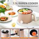 Hot Pot Electric 1.5L, Portable Ramen Non-Stick Cooker for Noodles, Soup, Oatmeal, Ramen Pot with Boil Dry Protection for Dorm, Office, Travel