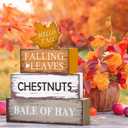 Fall Decor for Home, 4 Pcs Autumn Decorations Indoor Wooden Maple Leaf Fall Table Decor, Thanksgiving Harvest Centerpiece for Tiered Tray, Kitchen, Office, Farmhouse Party Table Centerpiece