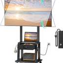 Rolling TV Stand with Power Outlet,Tilt TV Cart with Drawer for 23-60 inch Flat/Curved Screen Up to 50lbs,Adjustable Height Portable TV Stand on Wheels,for Indoor Outdoor,Max VESA 400x400mm