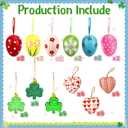 36 Pieces Valentine's Day Heart & St Patrick's Day Shamrock & Easter Egg Ornaments Adorable Heart Shaped Baubles, Clover Baubles & Hanging Egg Decorations for The Perfect Holiday Party