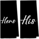 DIBOR Love Quote His And Hers Bath Towels,Love Decorative Absorbent Drying Cloth Hand Towels Tea Towels Dishcloth For Bathroom Kitchen,Funny Couples Wedding Anniversary Valentine Gifts(Black,Set of 2)