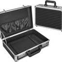 LOCKCURX File Organizer Storage Box - 14.2 x 9.4 x 4.5 Inch Medium, Portable Locking Storage Totes with Dual Combination Locks for Cash, Documents & Valuables - Black