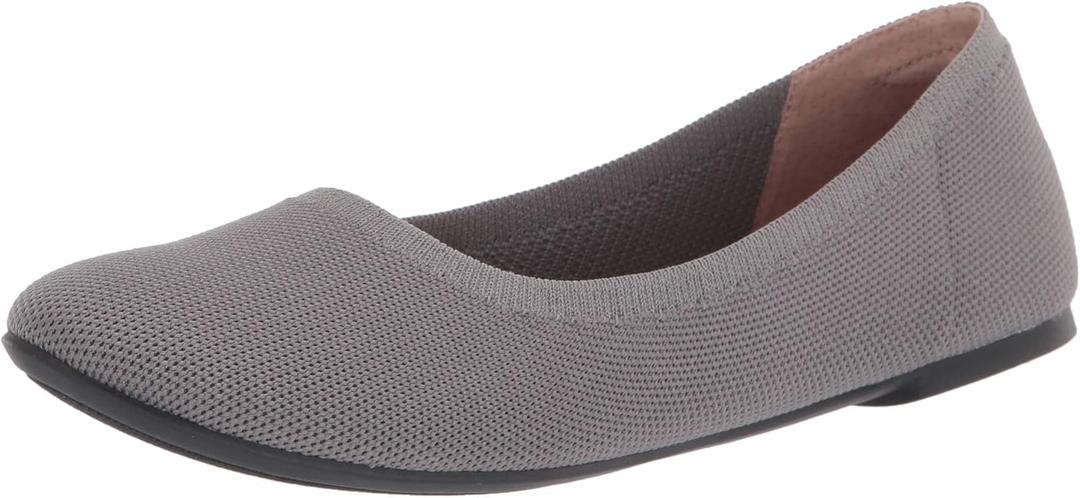 Amazon Essentials Women's Knit Ballet Flat (9, Light Grey)
