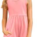 Arshiner Girls' Casual Summer Sleeveless Jumpsuits Loose One Piece Romper Short Overalls Outfits with Pockets (4, Pink)