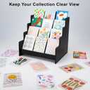 Greeting Card Organizer Display Stand ,4-Tiered Wooden Display stand for postcard /Brochure/Photos/Picture,Counter Retail Display Rack