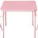 Heritage Kids Pink Kids Activity Table and Chair Set,3-Piece Furniture Set with 1 Square Table & 2 Folding Chairs, Playroom Table Set for Ages 3+