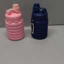 Collapsible Water Bottles Travel water bottle Sports Portable Sport Water Bottle Reusable Water Bottles comes with mountaineering Buckle 500ml silicone Water-proof camping water bottle (Dark Blue+Pink)