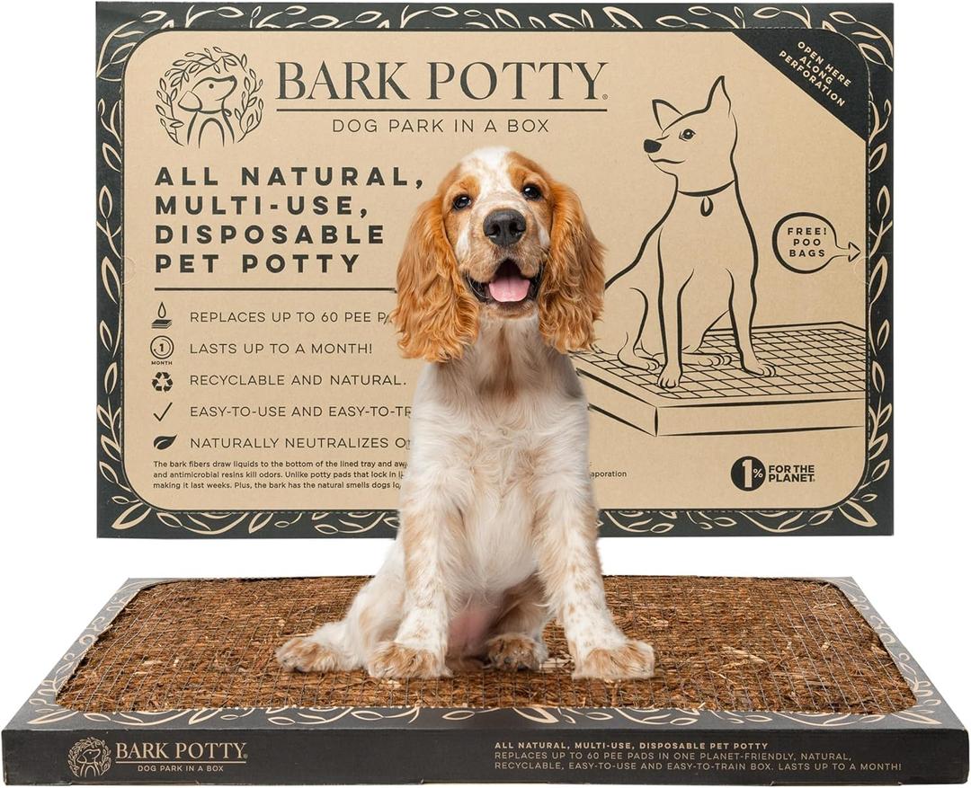 Bark Potty Litter Box for Dogs, Large Size - Long-Lasting Pee Pads for Dogs - Leak Resistant Bark Box Grass Potty Training Replacement - Easy Use Bark Patch - Disposable Indoor Dog Potty Litter Box