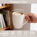 14oz Ceramic White Coffee Mugs Set Of 6 - Porcelain Coffee Mugs Set - Cups For Latte, Hot Tea, Cappuccino, Mocha, Cocoa, White
