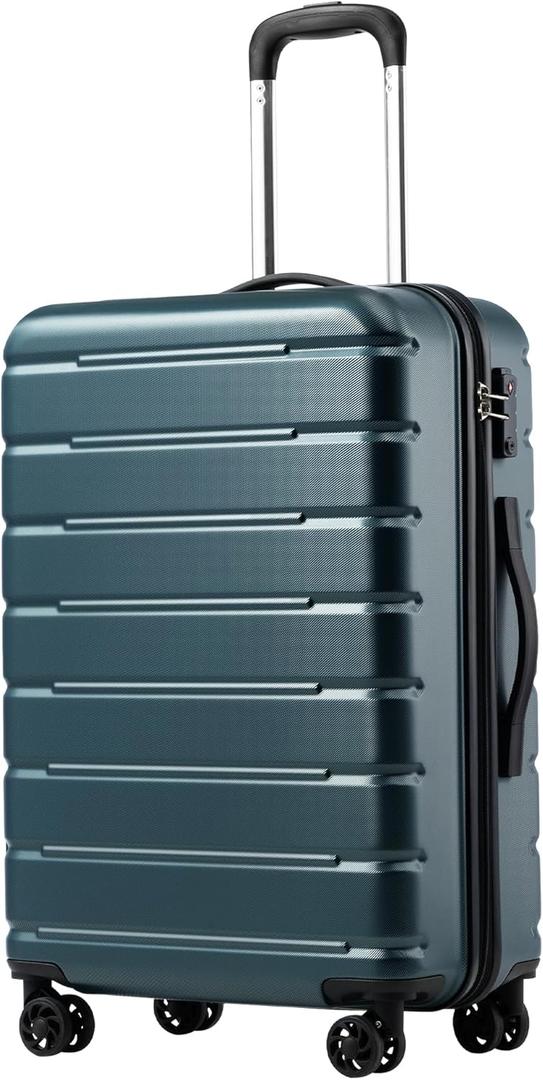 Coolife Luggage Suitcase Carry-on Spinner TSA Lock USB Port Expandable (only 28) Lightweight Hardside Luggage (Teal Blue, L(28in))