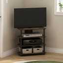 Furinno ECON TV Stand, 4-Tier Corner Petite Entertainment Center, Open Frame TV Console for TV up to 32 Inch, Easy Assembly, for Living Room, Bedroom, Amber Pine