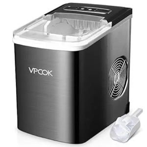 VPCOK Ice Maker Countertop Portable Ice Makers VPCOK with Ice Spoon and Basket, 26 lbs / 12 kg in 24 Hours, 2 Ice Sizes, 2.2 L, 9 Ice Cubes Per 6-13 Min