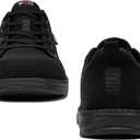 LARNMERN Steel Toe Shoes Men Hands Free Work Shoes Slip On Safety Toe Sneakers Lightweight Comfortable Walking (11 Wide, Black)