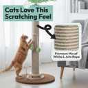 Cat Scratching Post 34 Inch with Rotating Turntable and Removable Hanging Ball, Cat Scratcher for Indoor Cats, Ultra Stable Base, Paw-FGreen Baseriendly Jute Material, Brown Base