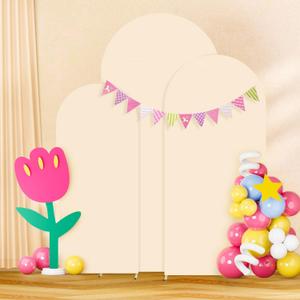 Set of 3 Beige Arch Cover 4FT 5FT 6FT Wedding Arch Stand Covers for Chiara Arches Party Arch Covers Stretchy Backdrop Round Top Arch Frame Cover Arch Spandex Cover for Wedding Decor