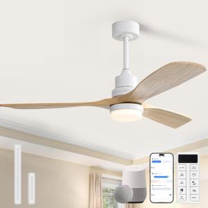 Sofucor 52 Inch Smart Wood Ceiling Fans with Lights, APP/Remote Control, 52 Inch MAX