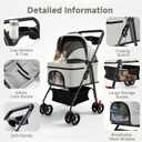 Pet Stroller for Small Dogs and Cats with 4 Wheels, 3 in 1 Foldable Dog Stroller with Detachable Carrier, Breathable Mesh, Storage Basket & Cup Holder, Up to 33 lbs