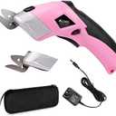 VLOXO Cordless Electric Scissors with 2 Blades Rechargeable Powerful Shears Cutting Tool for Fabric Cardboard Carpet Leather Felt with Charger & Storage Box-Pink