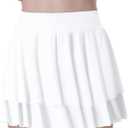 EXARUS Girls Tennis Skirts Athletic Golf Skorts Dance with Underneath Cheer Flowy Tiered Mini Pleated Preppy for Kids (12 Years, White)