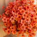 Geegoods Fall Flowers Artificial Mums for Outdoors, 20 Bundles UV Resistant Silk Fake Daisy with Eucalyptus Leaves No Fade Greenery for Porch Patio Garden Front Door Fall Decoration(Orange)