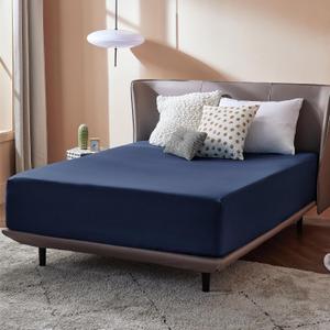 Bedsure Twin Fitted Sheet Only - Brushed Microfiber Bed Sheets, Ultra Soft & Breathable, Fade Resistant & Easy Care (Navy, 39x75+16 Inches, 1 Piece)