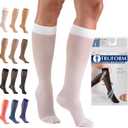 Truform Sheer Compression Stockings, 15-20 mmHg, Women's Knee High Length, 20 Denier, White, Small