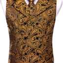 Hi-Tie Men's Suit Vest Business Formal Waistcoat Paisley Jacquard Tie Suit Waistcoat Set for Wedding Party