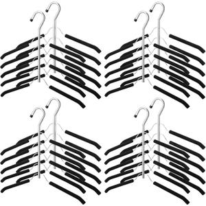Ripeng 8 Pcs Multi Layer Clothes Hangers 5 in 1 Sweater Shirt Hanger for Shirts Space Saving Anti Slip Metal Heavy Duty Stainless Steel Blouse Tree Hangers for Suit Closet Organizer and Storage, Black