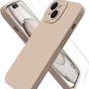 Magnetic for iPhone 15 Case with Screen Protector - Wireless Charging Compatible - Upgraded Camera Protection - Silicone Shockproof Protective Phone Case for iPhone 15 6.1" - Latte Color